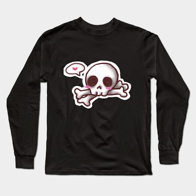 Cute Skull Long Sleeve T-Shirt by QueerRedCat